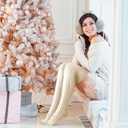 Buauty Women's Cable Knitted Boot Socks Extra Long Thigh High Winter Stockings Over Knee Leg Warmers (Beige)