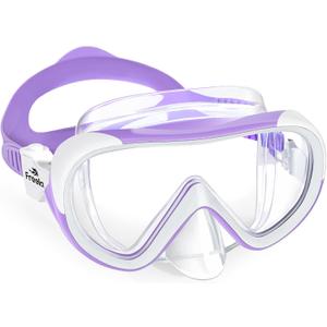 Freela Kids Swimming Goggles for 4-16 with Nose Cover, Anti-Fog No Leakage Swim Mask 180 Clear Vision Beach Pool Goggles (1 Pack Purple)