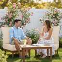 UFavo Home 6 Inch Thick Outdoor Deep Seat Cushions for Outdoor Furniture Waterproof Patio Seat Cushions with Removable Cover and Adjustable Ties, 23x26x6 Inches Outdoor Chair Cushion, Khaki