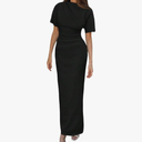Milumia Women's Short Sleeve Dress Cinched Waist Ruched Elegant Bodycon Long Party Dresses, M