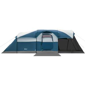 PORTAL 8 Person Family Camping Tent with Screen Porch, Waterproof Large Tunnel Tent with Rainfly and Carry Bag, Easy Setup Big Tall Tent for Outdoor Camping, Backyard, Blue