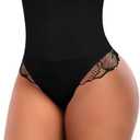 Tummy Control Thong Shapewear for Women Mid High Waisted Body Shaper Lace Shaping Thong Girdle Panty. XL