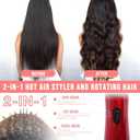 3-in-1 Hot Air Styler & Rotating Hair Dryer Brush with 2 Interchangeable Brushes | Anti-Frizz Ionic Technology for Straightening, Drying & Curling | 3 Heat Settings & 360 Rotation (Red)