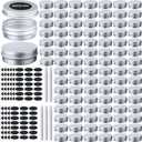 200 Pack Metal Tins Aluminum Containers with Lids Screw Top Round Tin Cans for Cosmetic Lip Balm DIY Salves Candles Wax with 5 Markers 10 Sheets Label Stickers (1 oz, Silver)