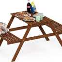 Furinno TIOMAN Slatted Hardwood Outdoor Dining Set, Natural, Kids Dining Set