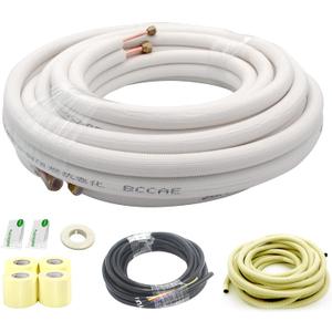 33 Ft Mini Split Line Set,Air Conditioning Copper Tubing Pipe Extension,1/4" & 3/8" 3/8" PE Thickened for AC and Heating Equipment Insulated with Nuts. (1/4+3/8)