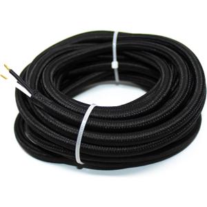 18/2 15Ft Vintage Wire Power Cord Antique Cable Black 18 AWG 2 Conductor 15 Feet Flexible Fabric Pendant Lighting(10A)