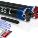 Pair of 2" Garage Door Torsion Springs Set with Non-Slip Winding Bar & Gloves, High Precision Electrophoresis Black Coated, for Replacement & Installation, MIN 16,000 Cycles (0.262x2''x36'')