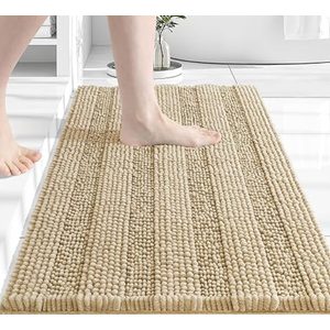 ZALL Tan Bath Mat, Super Absorbent Non Slip Bathroom Rug, Brown 18x30inch, Machine Washable Ultra Soft Floor Mats