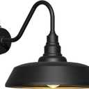 21 Inch Large Gooseneck Barn Light Outdoor, Exterior Black Barn Light with Dusk to Dawn Sensor Waterproof and Rust-Resistant Wall Light for Farmhouse, Porch, Patio, Gooseneck Lighting