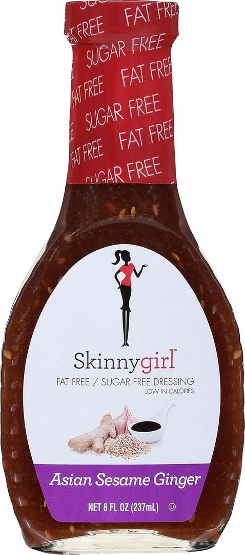 Skinnygirl Sugar Free Gluten Free Salad Dressing, Asian Sesame Ginger, 8 Ounce (8 Fl Oz (Pack of 1)), BBD Oct 09, 2027