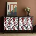 Halloween Skull Floral Peel and Stick Wallpaper Red Sugar Skull Floral Gothic Wallpaper Vinyl Removable Self Adhesive Wall Paper for Bedroom Cabinets Accent Wall Decorations 17.3"x118"