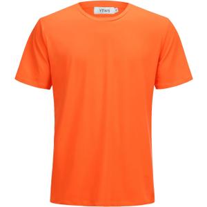 Mens Short Sleeve Shirts Casual,Soft Tshirts,Plain Summer Casual Wear Tee,Crew Neck Undershirts for Men (Orange, XL)