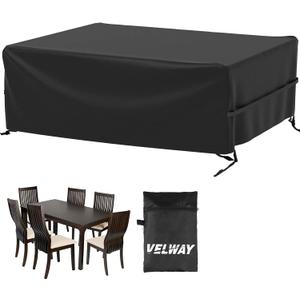 Velway Patio Furniture Cover Outdoor, Waterproof Rectangular Patio Table Chair Sofa Set Cover, 78Lx63Wx27H, All Weather Oxford Tear-Resistant Material with Zipper Carrying Bag Windproof Buckles