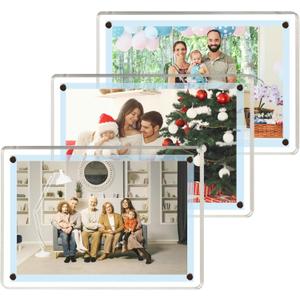3 Pack acrylic fridge magnetic frame 5X7 Inch refrigerator photo magnet frames clear picture frames magnetic photos Display frame Double-Sided acrylic magnet frames(3pcs clear, 5x7 inch)