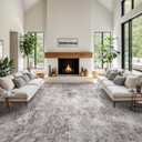 12x15 Area Rug for Living Room - Washable Modern Abstract Soft Thin Large Rugs Indoor Non Shedding Floor Non Slip Carpet for Nursery Bedroom Under Dining Table Home Office Decor - (Gray Cream,12x15)