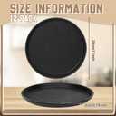 Thyle 12 Pcs Round Serving Tray 11 Inch Non Slip Lined Surface Server Waitress Food Service Trays Anti Skid Plastic Circle Black Round Dish for Coffee Restaurant Bar Parties
