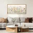 Large Floral Wall Art Decor Framed Colorful Wildflower Painting Pictures for Living Room Bedroom 40x20 Inches