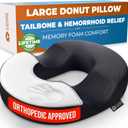 5 STARS UNITED Donut Pillow Hemorrhoid Tailbone Cushion  Large Cushion for Pain Relief  Coccyx, Prostate, Sciatica, Pelvic Floor, Pressure Sores, Pregnancy, Postpartum Recovery, Black