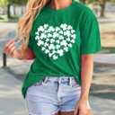 St Patrick's Day Shirts for Women Lucky Irish Shamrock Paddy's Shirt Cute Shamrock Graphic Short Sleeve Tees Tops 2025 (X-Large, Green-01)