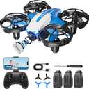 Drones with Camera for Kids and Beginners, Mini FPV Drone 1080P, 3D Flips, Waypoint Fly, APP Control, Optical Flow, Lights, RTF Remote Control Flying Toy Gifts for Boys Girls (Blue)