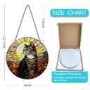 Stained Glass Window Hanging, 8 Inch Tabby Cat Suncatcher, Sun Catchers Indoor Window Ornaments, Suncatchers for Windows Hanging, Spring Home Garden Decor Panel Cat Lovers Gifts for Mom Grandma Wife