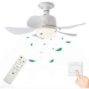 1PCS New Screw Socket Fan E26/E27 Base with Light and Remote LED Small Fan, Ceiling Fan Replacement Unit for Home Bedroom, Kitchen, Balcony