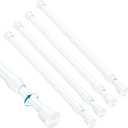 4PCS Small Tension Curtain Rod 11 to 19 Inch, White Short Curtain Rods No Drilling, Loaded Expandable Spring Curtain Rods for Kitchen, Closet, Cupboard, Door, Bookshelf