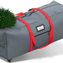 Mrrihand Christmas Tree Storage Bag, Large Artificial Anti-Tear Heavy-Duty 600D Oxford Cloth Xmax Christmas Tree Storage Box with Rolling Wheels, Christmas Tree Storage Container (Grey&Red, 9Ft)