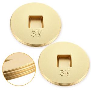 Therwen 2 Pcs 3.5 Inch Slotted Brass Cleanout Plug Sewer Cleanout Plug Wrench Sewer Clean Cover for Drain, Waste, and Vent Purposes(Concave)