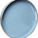 Spsyrine Round Blue Decorative Tray, 13" Plastic Serving Table Tray with Handles for Breakfast, Ottoman, Coffee Table, Bathroom, Kitchen, Living Room