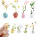 8Pcs Min Vase Magnets for Fridge, Cute 3D Tiny Plant Vase Fridge Magnets for Kitchen Refrigerator Office Decoration Without Flowers