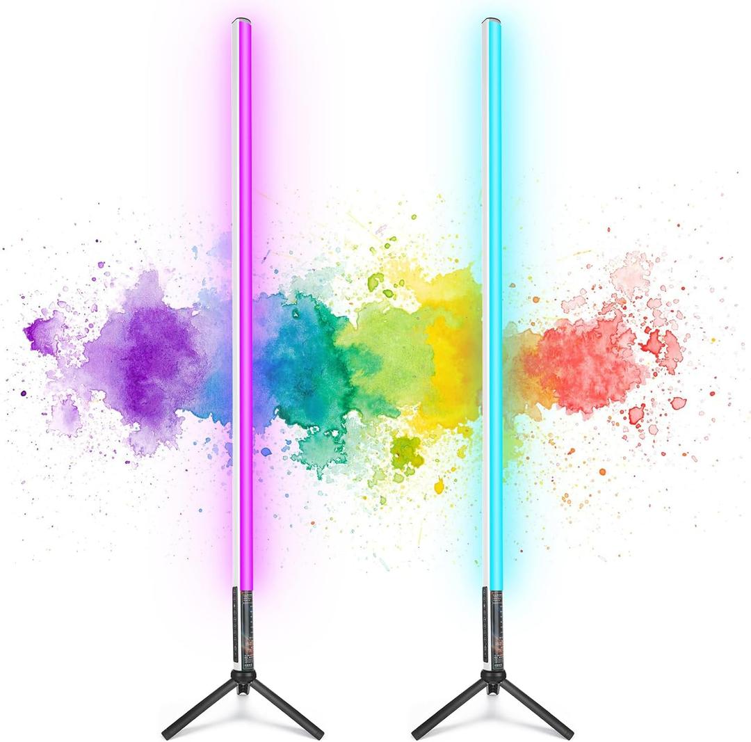 2 Pack 4ft Portable Battery Powered Tube Light 5000 mAh Handheld LED Tube Lights 120cm with Tripods, 500 Vivid Effects, for DJ Lighting, Dance, Photography, Light Painting, YouTube, Night Bar, Party