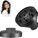Collapsible Hair Dryer Diffuser Fit 1.57’’-1.96’’(4-5cm) Round Nozzle, Travel Hair Curly Difusor Attachment, Portable Silicone Diffuser for Hair Dryers, Salon Home Hair Blow Dryer Diffuser (Black)