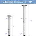Adjustable Table Legs,Metal Adjustable Height Desk Legs,Adjustable Furniture Legs for Table Computer Desk Dining Table Office Desk(White) (4 pcs 13"-24")