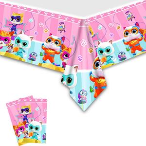2Pacs Super Kitties Tablecloth Disposable Tablecover Birthday Party Supplies and Decorations for Kid Boy Baby Shower Rectangle Tables 70"X42"
