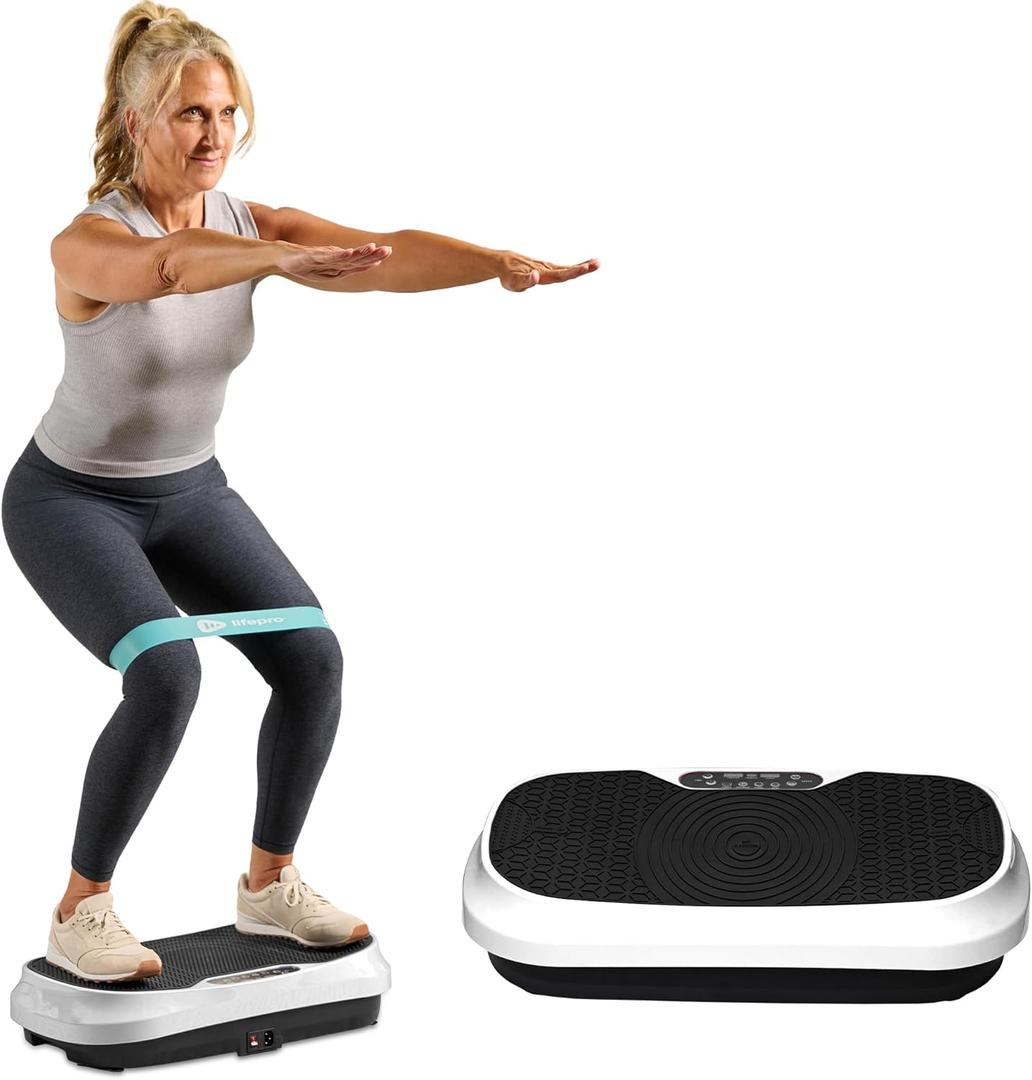 Lifepro Waver Mini Vibration Plate for Lymphatic Drainage  Whole Body Vibrating Platform Exercise Machine for Muscle Toning & Recovery with Remote & Resistance Bands, Max Load 260 lb (White)