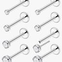 Ftovosyo 20G 18G Threadless Push in Nose Rings Studs Surgical Steel Pushin Nose Stud 1.5mm 2mm 2.5mm 3mm Round Crystal Nose Piercing Jewelry for Women Men