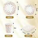 hapray 201PCS Disposable Paper Plates Rose Gold Party Supplies, Polka Dots Birthday and Baptism Decorations, include Cups, Napkins, Plastic Tablecloth, for Baby Shower, Mother's Day
