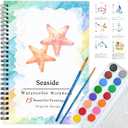 2 x SLWBZ Watercolor Workbooks Coloring Book, Beginner Friendly Painting Kit, Detailed Steps, Creative Exploration Watercolor Book with Paint Set for Adults Teens (Seaside, with Paint)