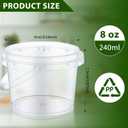 Mifoci 50 Pcs Food Clear Bucket Plastic Gallon Bucket Round Reusable Ice Cream Containers with Lids and Handles Airtight Clear Plastic Tub Freezer Reusable Pail for Popcorn Kitchen Drinks Home(8oz)