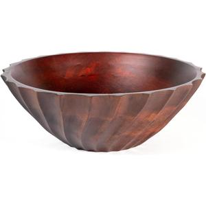 Folkulture Natural Ribbed Salad Bowl | 11 Large Mango Wood Serving Bowl for Salad, Fruit & Pasta | Decorative Wooden Bowl for Kitchen Island, Dining Table & Entertaining