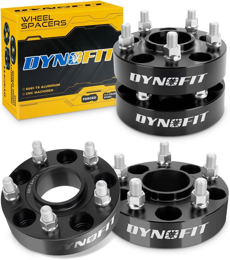dynofit 1.5" Wheel Spacers for Je/ep JL JT WK WL, 5x5(5x127) HubCentric 71.5mm Thread M14x1.5 for 2018-2025 Wrangle, 2011-2025 Grand Cherokee, 2019-2025 Gladiator, 4 Pcs Forged Aluminum Spacers