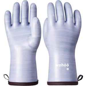 LANON Protection Wahoo Liquid Silicone Smoker Oven Gloves, Food-Contact Grade, Heat Resistant Gloves for Cooking, Grilling, Baking, Purple, M/8
