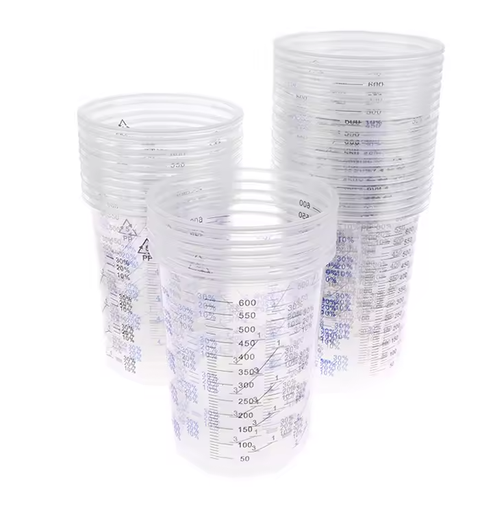 50pcs Paint Mixing Calibrated Cup Plastic Paint Mixing Cups 600ml Mixing Pots
