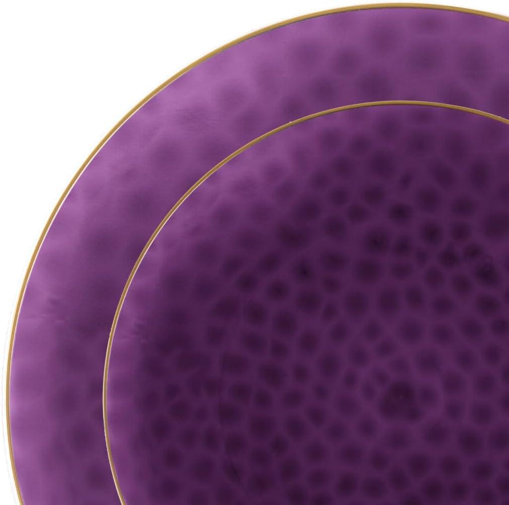 Organic Hammered Purple Gold Rim Collection - 7" Plates, Case of 120 (12 packs x 10)
