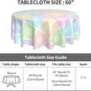 Easter Tablecloth Round 60 Inch,Colorful Spring Plaid Easter Egg Table Cloth Water Resistant Washable Polyester Table Cover for Kitchen Dining Table Easter Party Decorations