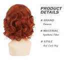 Short Red Orange Curly Wig for Women ginger wig with Bangs Shoulder Length Wig Curly Natural for Daily Party Use