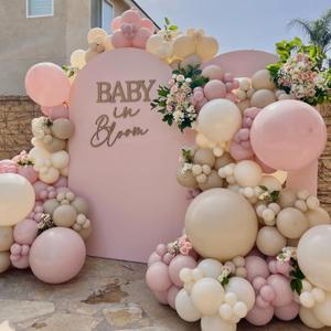 Boho Dusty Pink Balloon Arch Garland Kit 135Pcs Neutral Pink White Sand Ivory Nude Balloons for Girls Baby Shower Birthday Wedding Gender Reveal Party Decorations