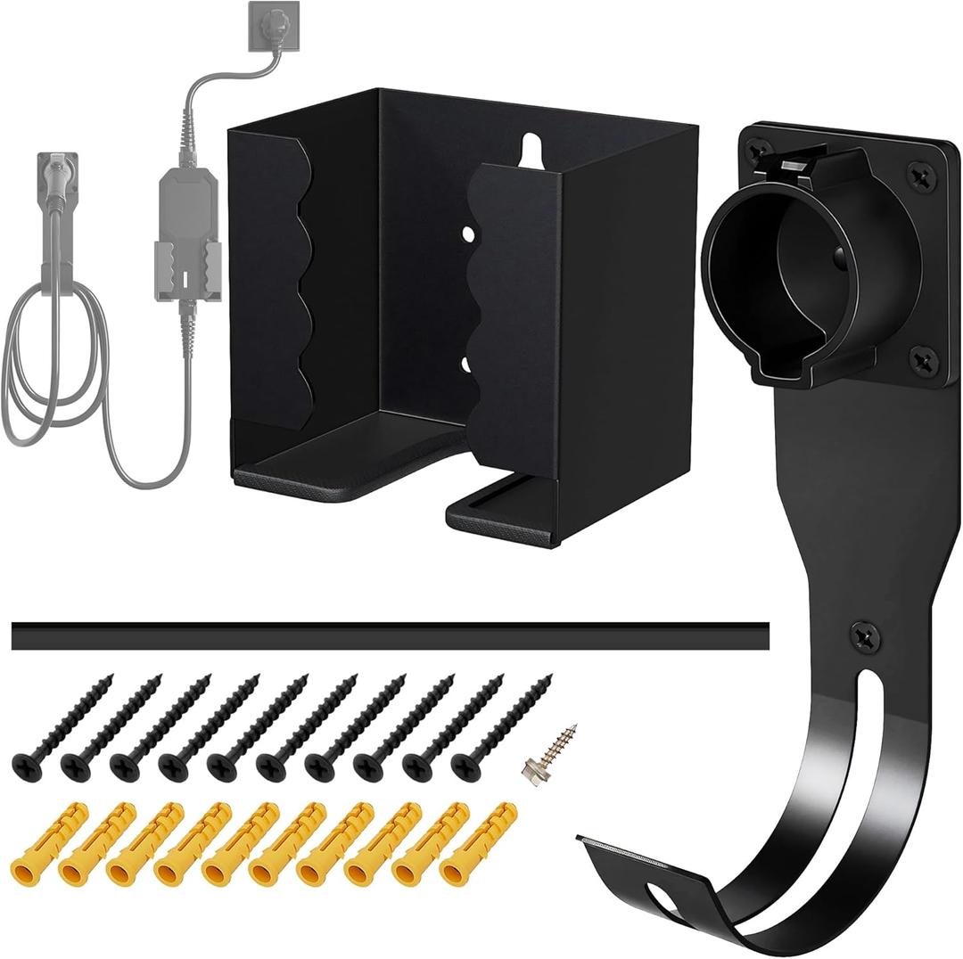 EV Charger Holder Wall Mount Kit Nozzle Holster Dock J-Hook EV Charger Cable Organizer for Electric Vehicles & EV Charging Box Holder for Electric Vehicles for SAE J1772 Connector(Indoor/Outdoor Use)